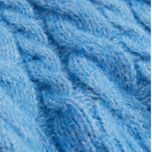 H&M blue oversized long alpaca wool blend cable-knit chunky sweater tunic NWT - Picture 2 of 11